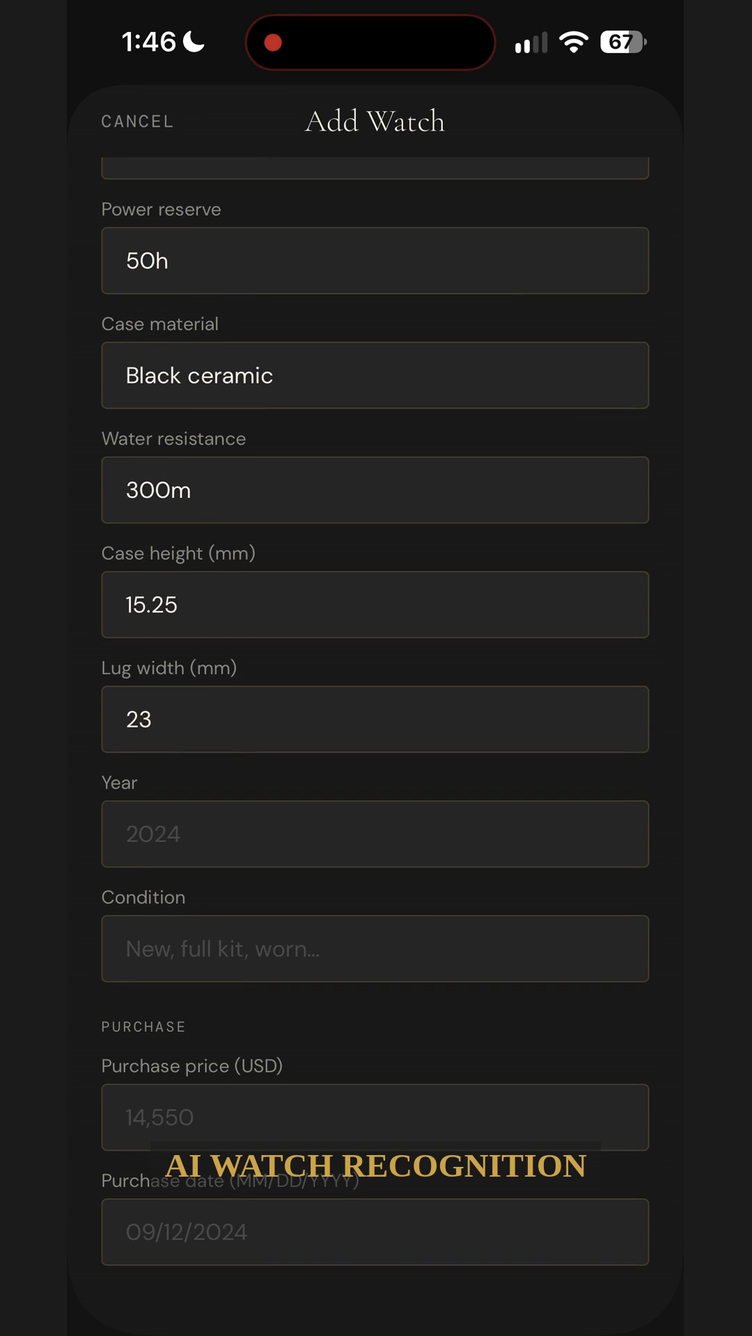 AI watch recognition result